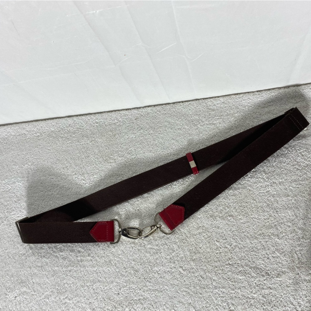 5/$25 Brown Replacement Shoulder Strap With Red Accents And Silver Tone Hardware